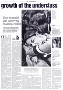 image of newspaper article - non-material girl surviving material world